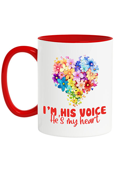 StoryGift Romania Mug with the message I'm his voices, He's my heart, Heart, ...