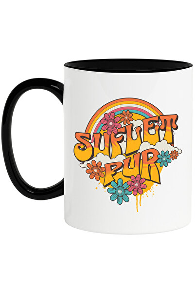 StoryGift Romania Cana cu Curcubeu Cu Flori Colorate Text Suflet Pur Mesaj In...