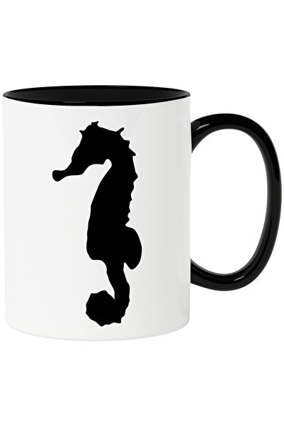 StoryGift Romania Cana cu un calut de mare cu Maner Negru, Cu Maner Negru