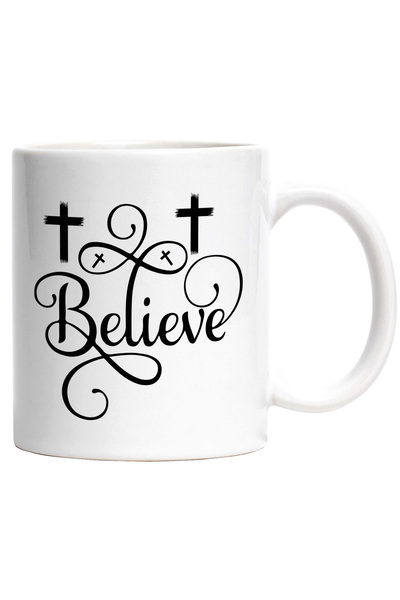StoryGift Romania Cana cu textul "Believe" - crede cruci credinta bunatate cu...
