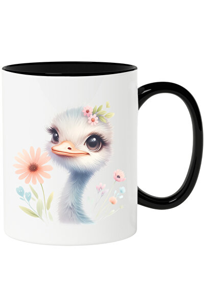 StoryGift Romania Cana cu o pasare strut | ilustratie | Africa | flori | plan...