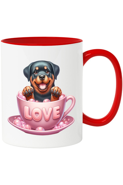 StoryGift Romania Cana cu un catel Rottweiler care sta intr-o ceasca pe care ...