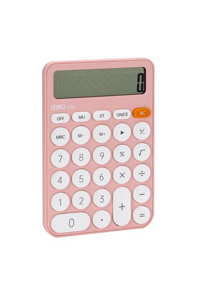 Deli Calculator Desktop 12 Digits Plastic Fashion EM124 Pink Deli