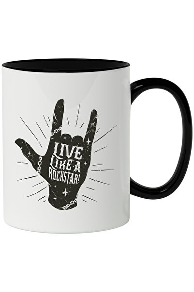 StoryGift Romania Cana Cu Mesaj In Engleza Live Like A Rockstar, Stele, Lant,...