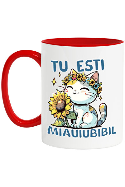 StoryGift Romania Cana pisica flori tu esti miauiubibil animal blanos, 330ml,...