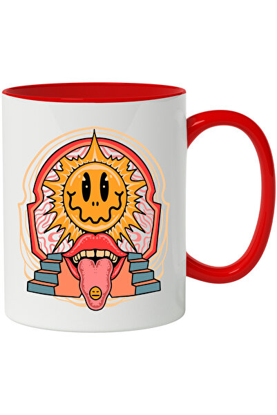 StoryGift Romania Cana Cu Ilustratie Hippie, Soare, Scari, Limba, Gura, Stick...