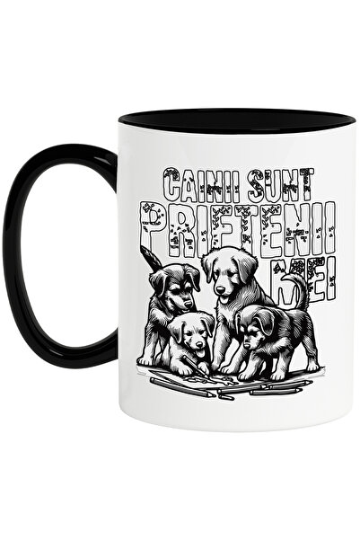 StoryGift Romania Cana Grup de Caini Pui Care Deseneaza Text Prietenii Mei Iu...