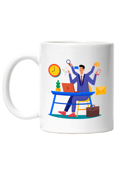 StoryGift Romania Cana Cu Birou, Multitasking, Ceas, Laptop, Multicolor 330 m...