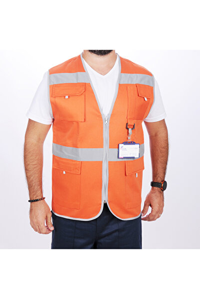 FORMTEKS İşçi Çok Cepli Reflektörlü Alet Yeleği Turuncu