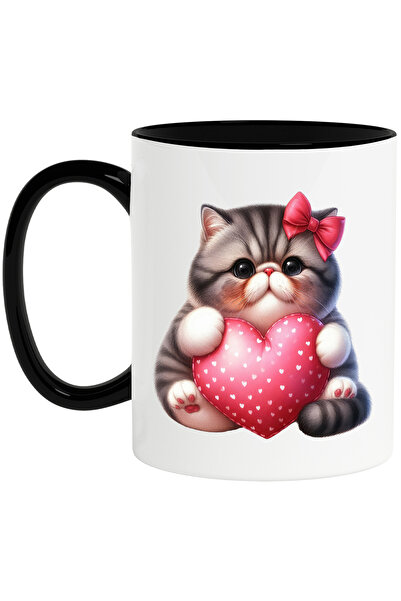 StoryGift Romania Cana cu o pisicuta grasuta care tine o inimioara in brate |...