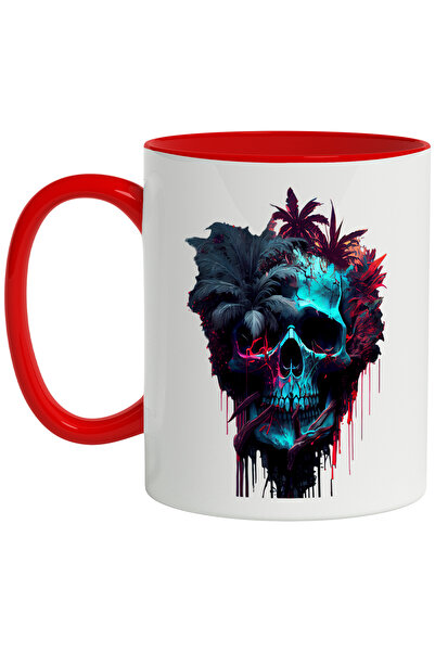 StoryGift Romania Cana Cu Craniu, Tropical, Palmieri, Plante, Gotic, Multicol...