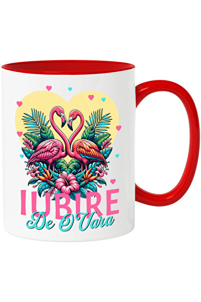 StoryGift Romania Cana cu Pasari Flamingo Dragoste inima Romantica Text Iubir...