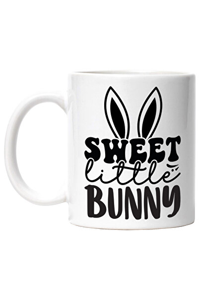StoryGift Romania Cana cu mesajul in engleza "Sweet little bunny" - iepure mic si dragut urechi cu, Cu Maner Alb