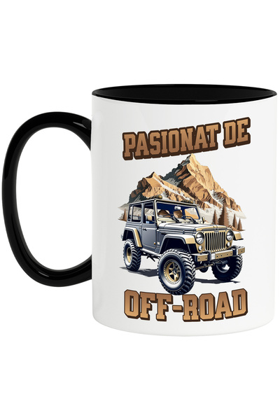 StoryGift Romania Cana pasionat de off-road masina munte aventura , 330ml, Ce...