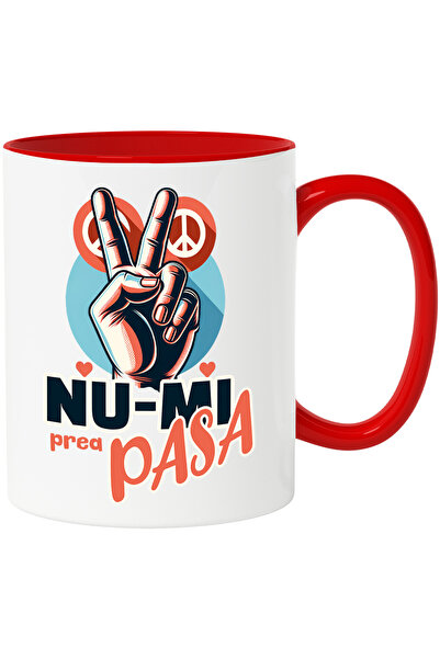 StoryGift Romania Cana nu mi prea pasa, semnul pace, relaxare, 330ml, Ceramic...