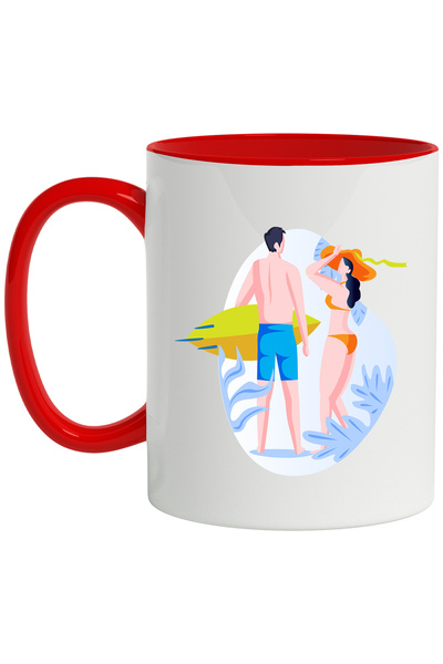 StoryGift Romania Cana Cu Placa De Surf, Palarie, Plaja, Multicolor 330 ml, C...