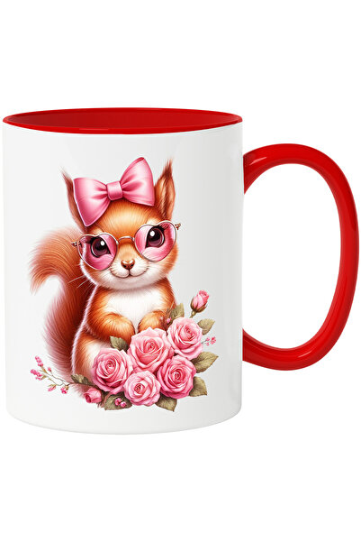StoryGift Romania Cana cu o veverita vesela | trandafiri | roz | ochelari | i...
