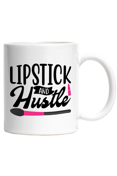 StoryGift Romania Cana cu textul "Lipstick and hustle" - ruj si munca cu Mane...