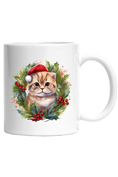 StoryGift Romania Cana cu o pisica care are o caciula de Craciun | ilustratie...