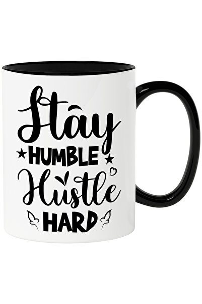 StoryGift Romania Cana cu stelute si textul "Stay humble, hustle hard" - stai...