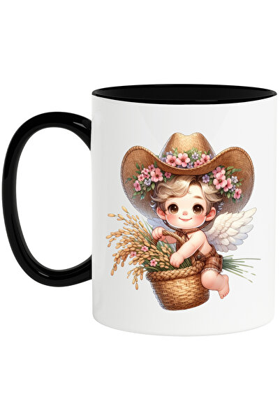 StoryGift Romania Mug with a flying baby | holding a basket of herbs | illust...