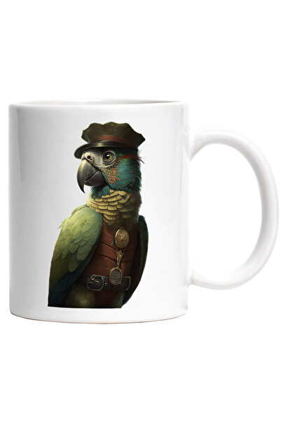 StoryGift Romania Cana cu Portret Papagal Custom Maroniu, Ceas, Palarie, Cure...