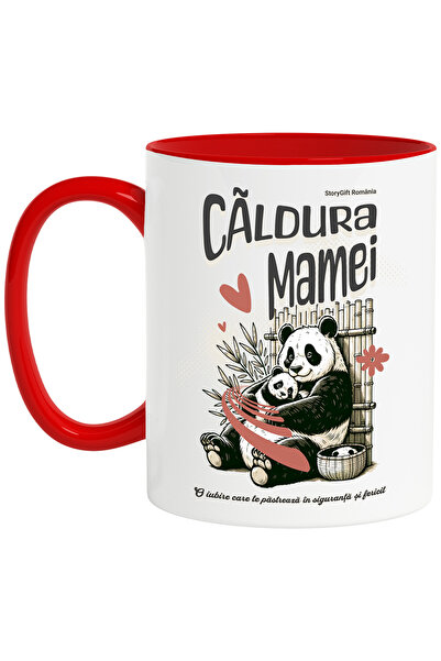 StoryGift Romania Cana Caldura mamei familie urs iubire , 330ml, Ceramic cu M...