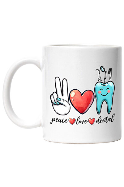 StoryGift Romania Cana cu mesajul "Peace, love, dental", profesie, ilustratie...
