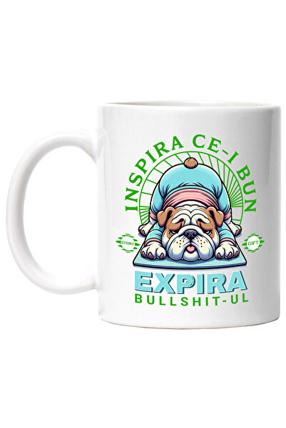 StoryGift Romania Cana cu Caine Gras Haios In Pozitie De Yoga Relaxare Sport ...