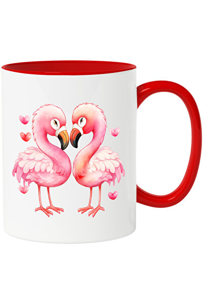 StoryGift Romania Cana cu 2 pasari Flamingo care formeaza o inima cu gaturile...