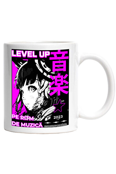 StoryGift Romania Cana Level up pe ritm de muzica fata stil anime joc , 330ml...