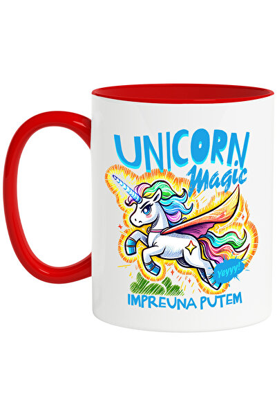 StoryGift Romania Cana unicorn magic-impreuna putem, 330ml, Ceramic cu Maner ...