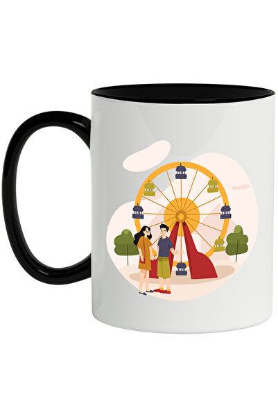 StoryGift Romania Cana Cu Parc De Distractii, Roata, Copac, Munte, Cuplu, Nor...