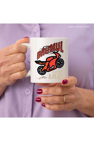 StoryGift Romania Cana cu Motocicleta rosie Motor Curse Pasiune Viteza Text Drumul Catre Iad, Cera, Cu ,STG