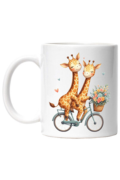 StoryGift Romania Cana cu 2 girafe care se plimba cu bicicleta | ilustratie |...