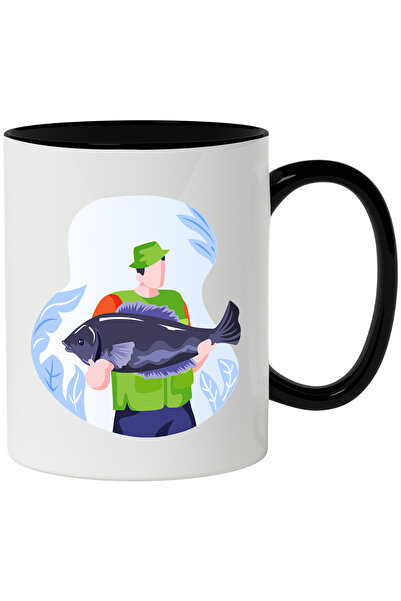 StoryGift Romania Cana Cu Pescar, Peste, Vesta, Multicolor 330 ml, Ceramica c...