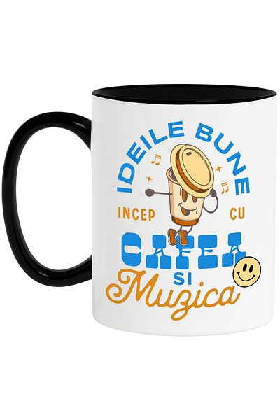 StoryGift Romania Mug with Dance Position Coffee Cup Text Good Ideas Start with Coffee and Music, With ,STG