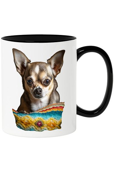 StoryGift Romania Cana Cu Chihuahua Maro, Animale, Rase de Caini,Ceramica, 330ml, cu Maner Negru, Cu Maner Negru