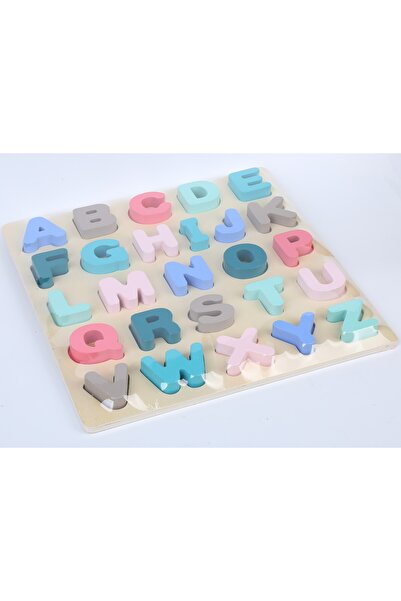 Factory Price - أحجية أبجدية خشبية باللون الفيروزي - 26 قطعة