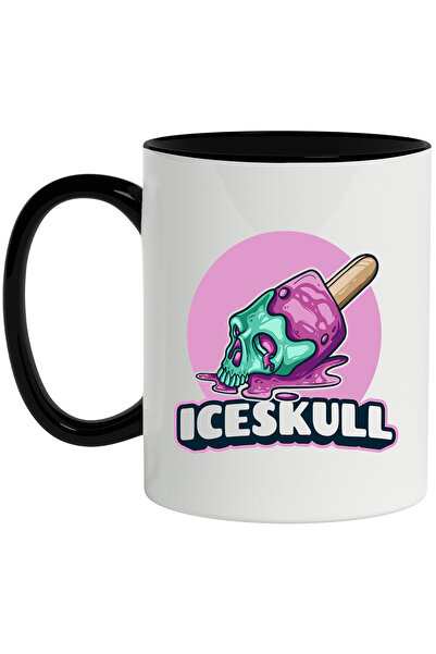 StoryGift Romania Cana Cu Mesaj Iceskull: Inghetata Topita, Craniu, Bat, Cerc, Multicolor 330 ml, , Cu Maner Negru