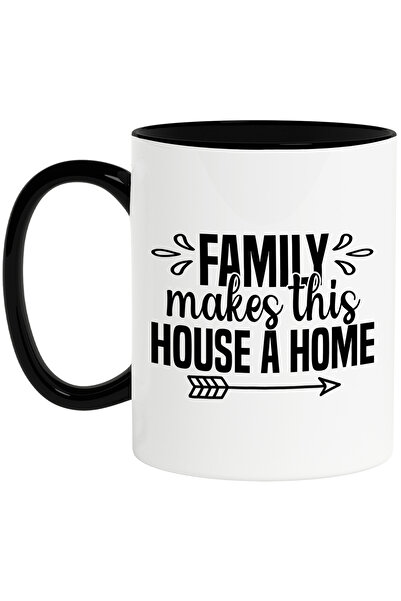 StoryGift Romania Cana cu mesajul "Family makes this house a home" - familia transforma aceasta ca, Cu Maner Negru