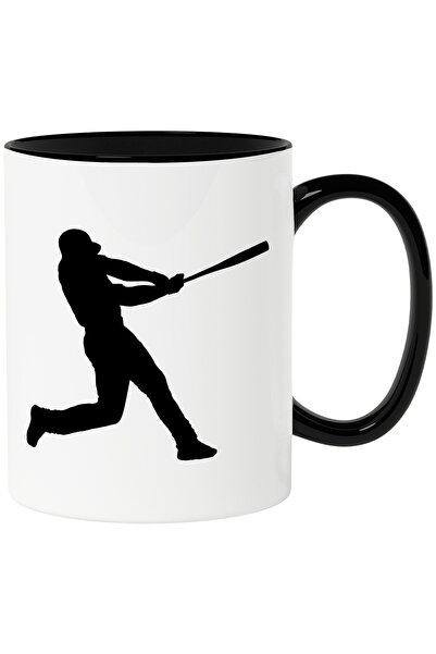 StoryGift Romania Cana cu un jucator de baseball care a lovit mingea cu bata cu Maner Negru, Cu Maner Negru