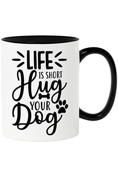 StoryGift Romania Cana cu un os si textul "Viata e scurta, imbratiseaza-ti ca...