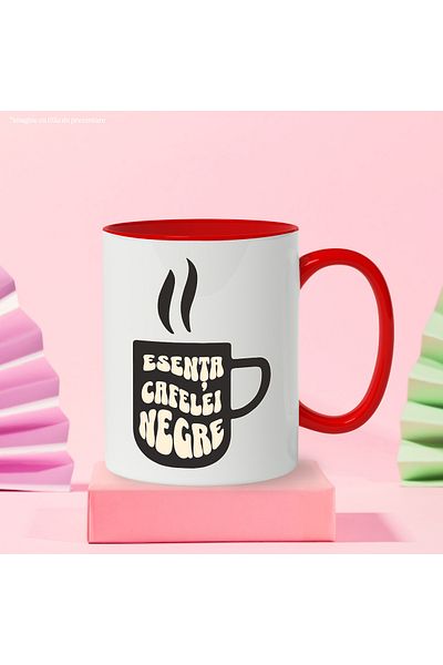 StoryGift Romania Black Coffee Essence Mug Morning Energy Aroma, 330ml, Ceramic with Ro Handle, Cu, STG