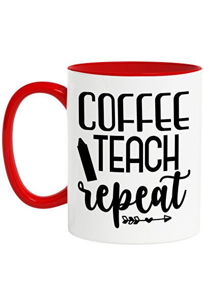 StoryGift Romania Cana cu o sageata si mesajul "Coffee, teach, repeat" - cafe...