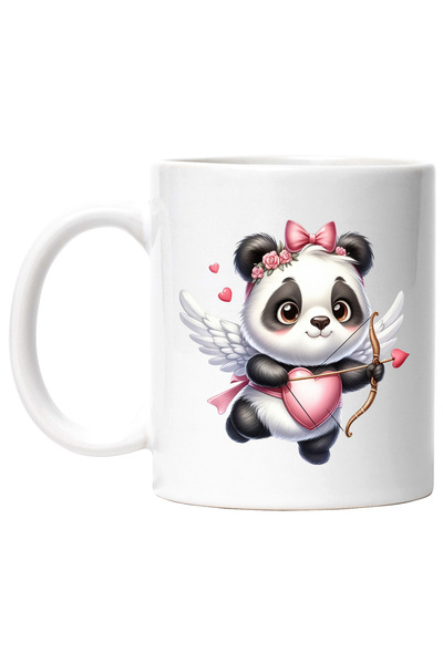 StoryGift Romania Cana cu un ursulet Panda Cupidon care trage cu arcul | ilus...