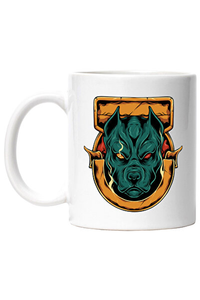 StoryGift Romania Cana Cu Emblema, Caine, Flacari, Demonic, Multicolor 330 ml, Ceramica cu Maner A, Cu Maner Alb