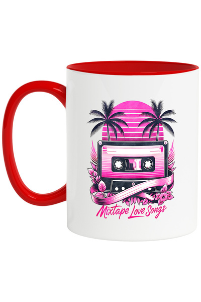 StoryGift Romania Cana cu mesajul "Mixtape love songs", ilustratie, stil retr...