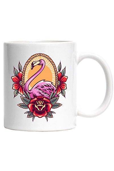 StoryGift Romania Cana Cu Flamingo, Flori, Frunze, Franghie, Pasare, Exotic, ...
