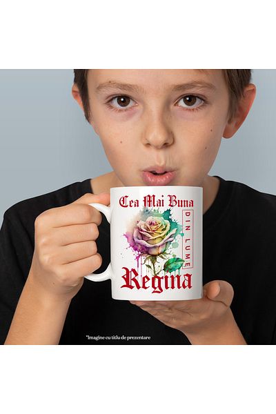 StoryGift Romania Mug With Text The Best Queen In The World, Flower, Colorful Rose, Waterco, With White Handle